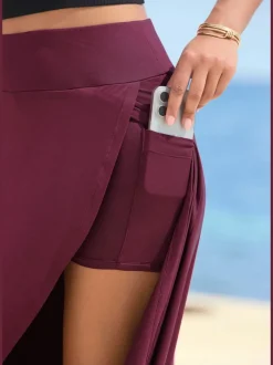 Jupe longue effet portefeuille avec short cycliste intégré