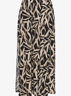 Jupe longue motifs graphiques ceinture élastique confortable fentes côtés