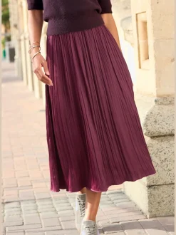 Jupe longue plissée avec ceinture élastique et ourlet droit