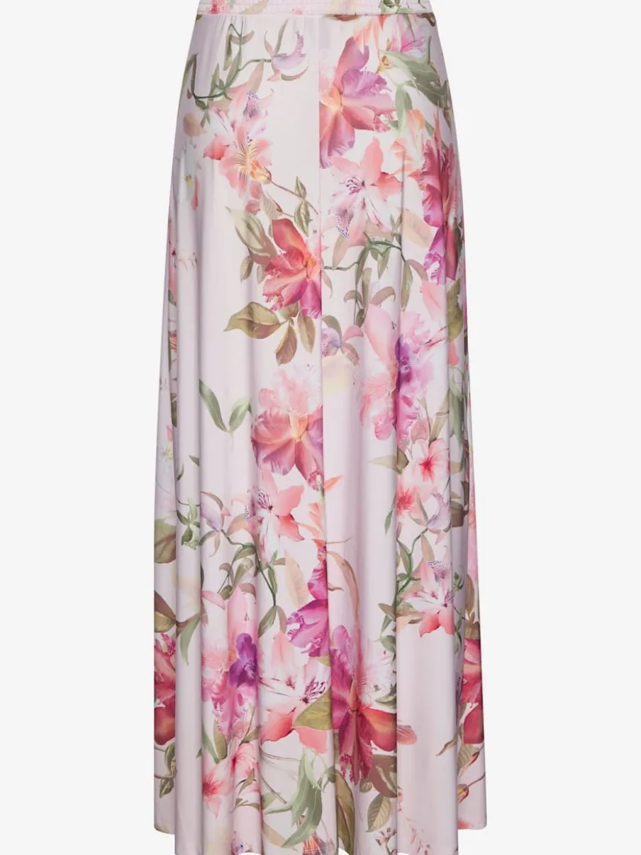 Jupe longue évasée avec imprimé floral et ceinture élastique