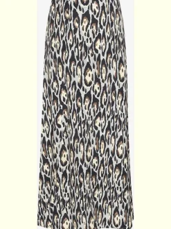 Jupe midi à fente avec imprimé animalier et ceinture structurée