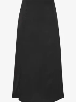 Jupe midi fluide avec ceinture taille haute et glissière cachée