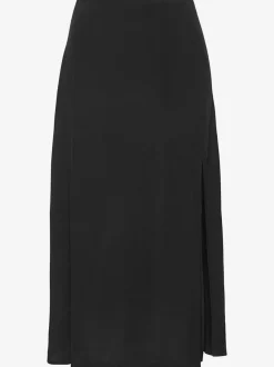 Jupe midi fluide avec ceinture taille haute et glissière cachée