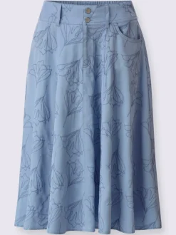 Jupe à panneaux avec broderie et poches arrondies