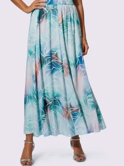 Jupe à panneaux en modal avec imprimé feuilles et ceinture élastique