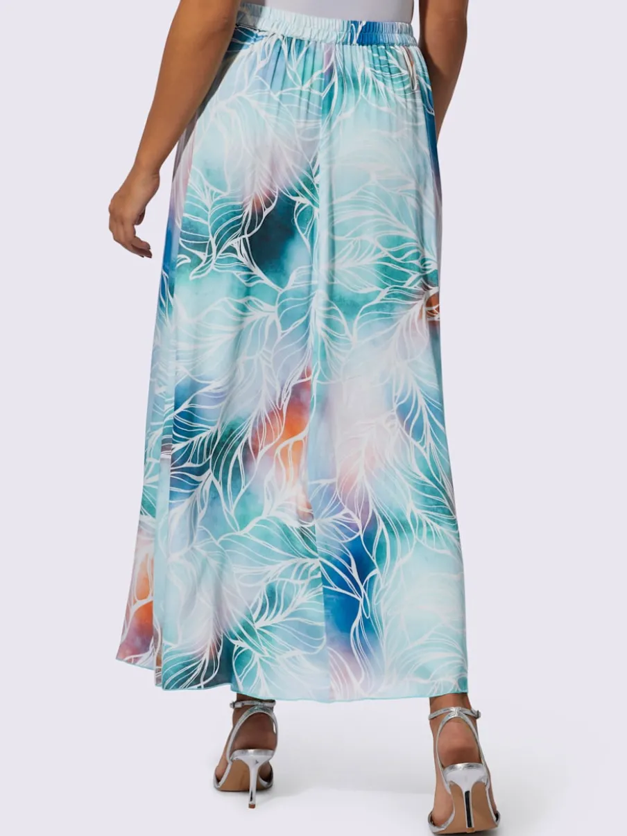 Jupe à panneaux en modal avec imprimé feuilles et ceinture élastique