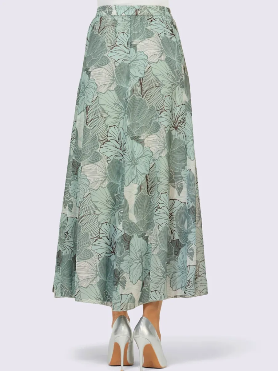 Jupe à panneaux fluide imprimé floral avec ceinture élastique