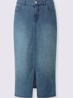Jupes en jean coton à cinq poches avec fente