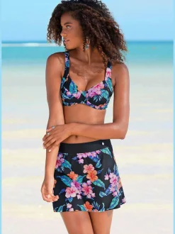 Jupe-short avec imprimé floral et matière extensible