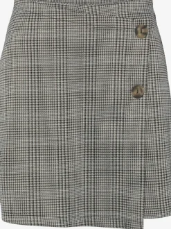 Jupe skort à carreaux avec boutons décoratifs sur le devant