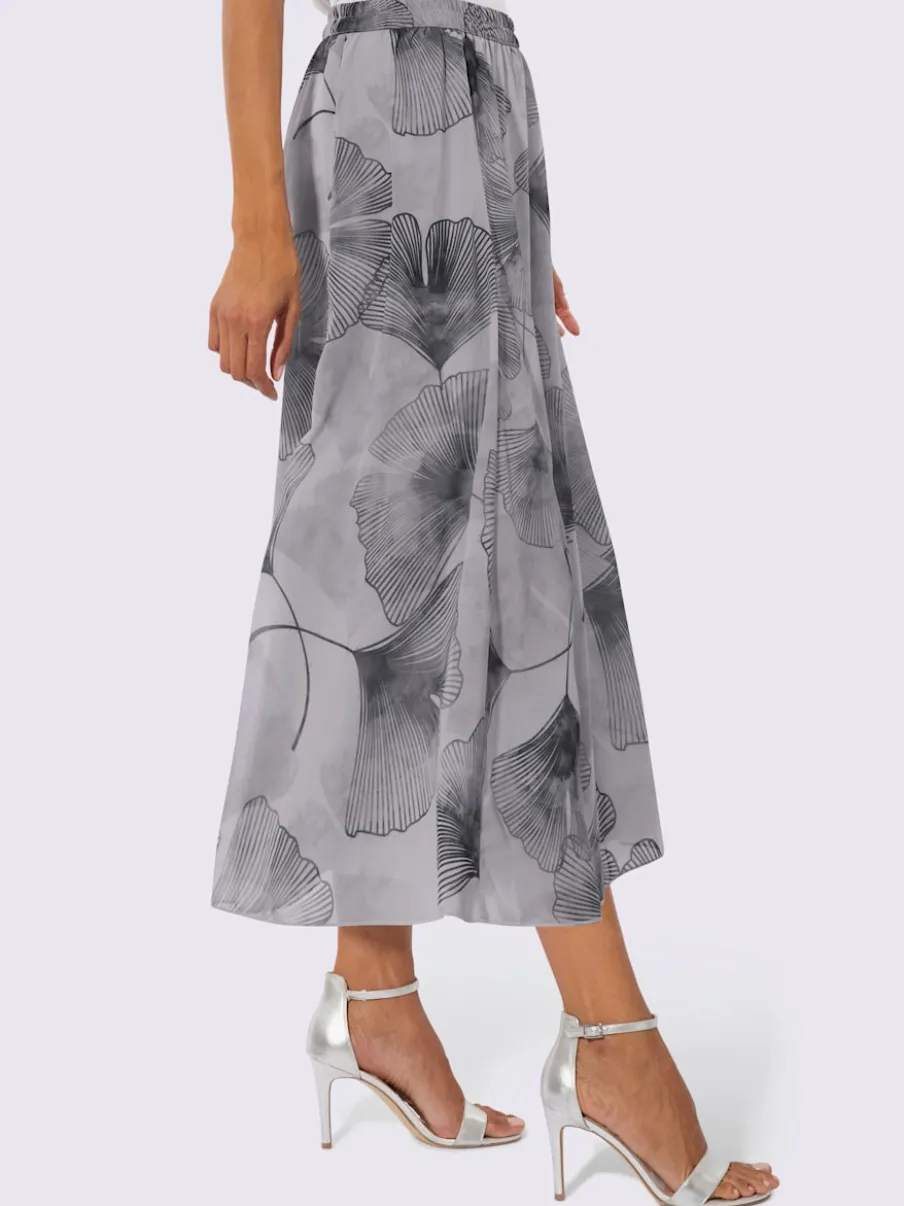 Jupes à panneaux en polyester recyclé avec motif gingko