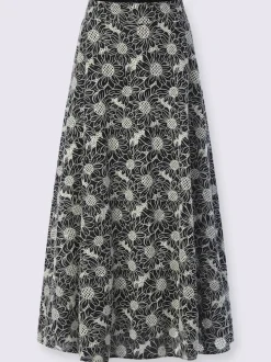 Jupe tissée avec motifs floraux et coupe évasée