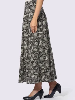 Jupe tissée avec motifs floraux et coupe évasée