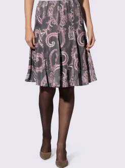 Jupe évasée avec motif fluide et ceinture élastique