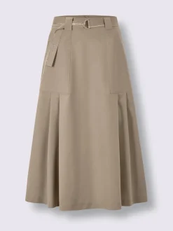 Jupe évasée à ceinture large avec poches plaquées