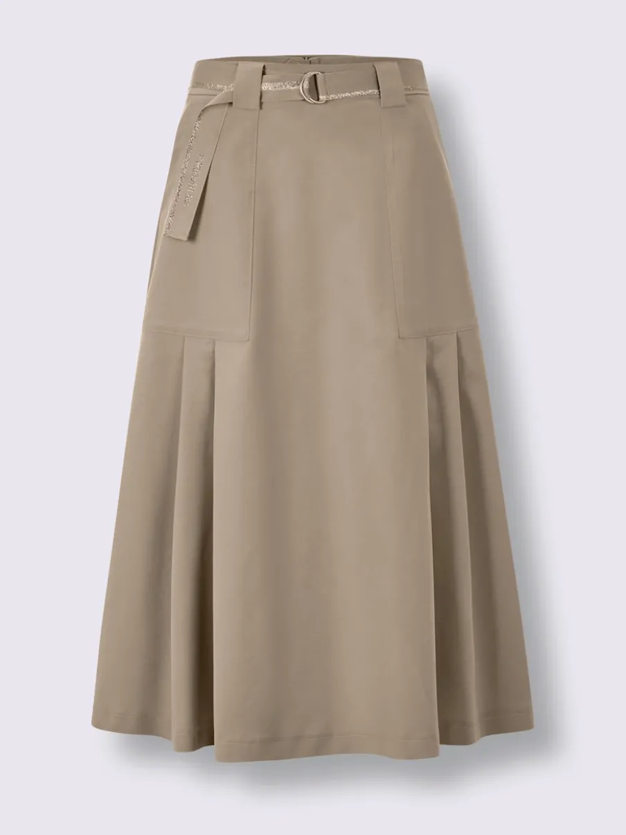 Jupe évasée à ceinture large avec poches plaquées