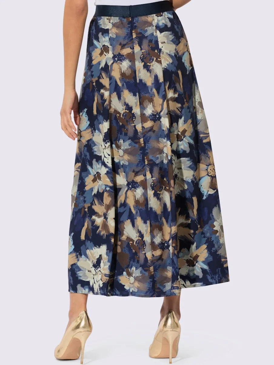Jupe évasée imprimée en viscose avec ceinture élastique.