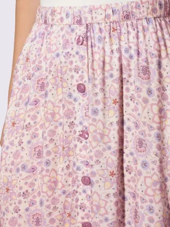 Jupe évasée à motif mille fleurs avec ceinture élastique