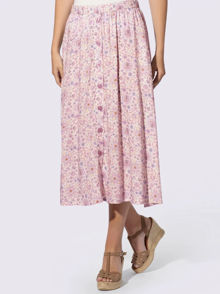 Jupe évasée à motif mille fleurs avec ceinture élastique