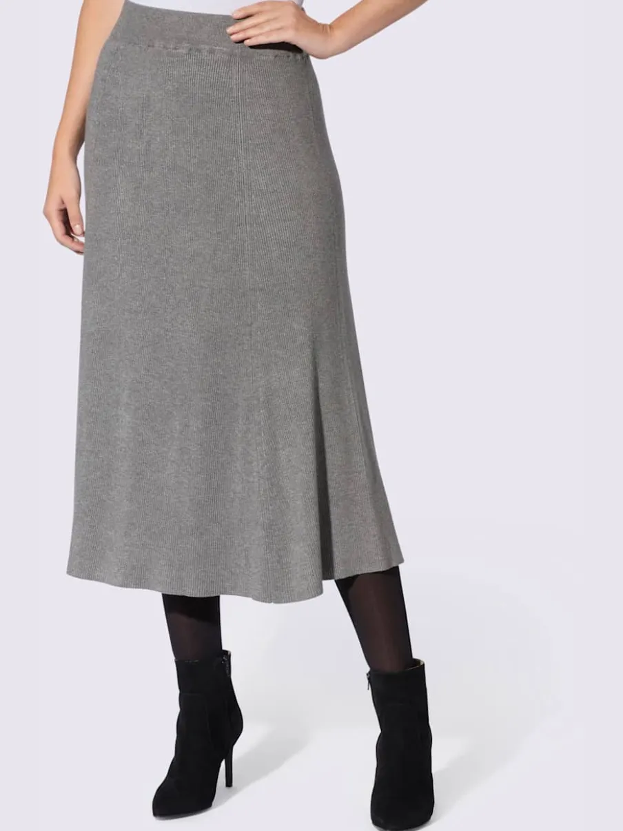 Jupe évasée tricot côtelé