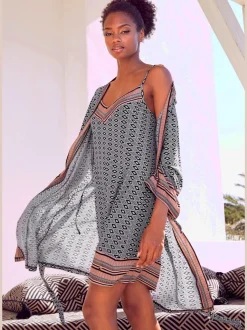 Kimono court avec motif ethnique