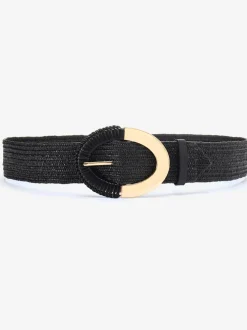 Large ceinture élastique avec boucle décorative et détails dorés