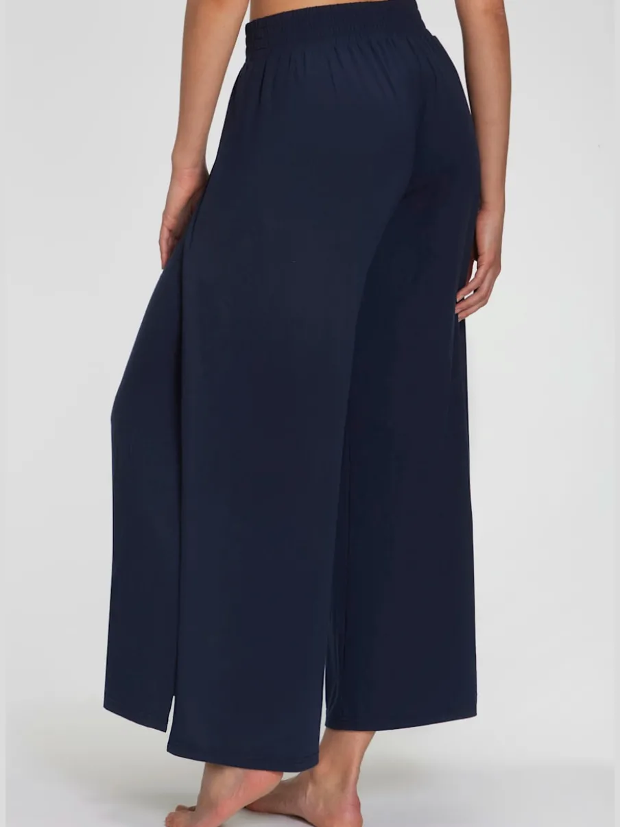 Large sarouel doux avec ceinture élastique fluide et chevauchants