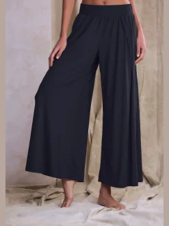Large sarouel doux avec ceinture élastique fluide et chevauchants
