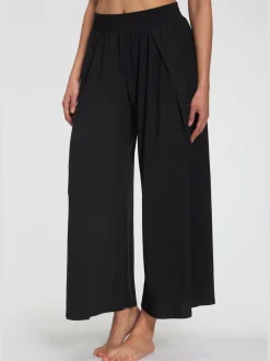 Large sarouel doux avec ceinture élastique fluide et chevauchants