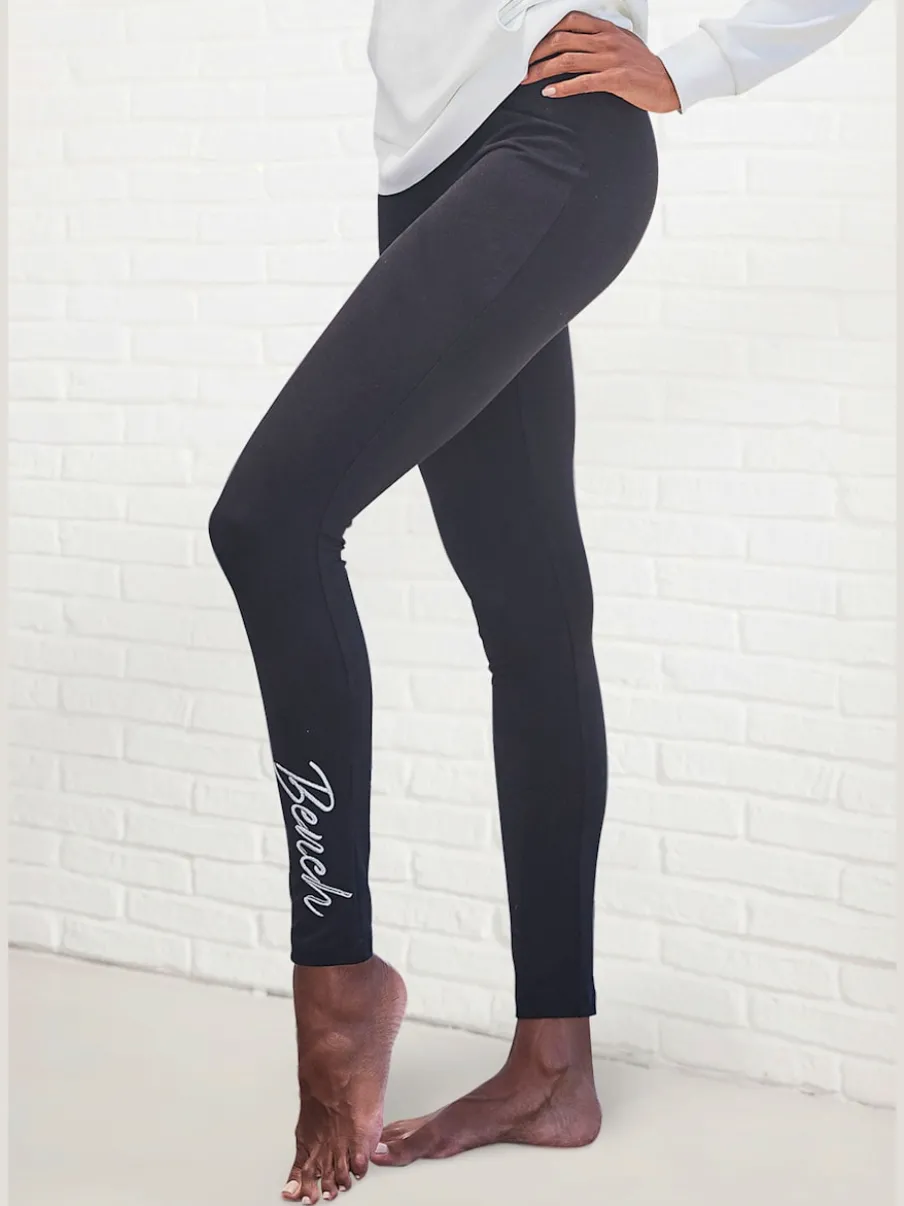 Legging basique en jersey avec ceinture élastique et logo brodé