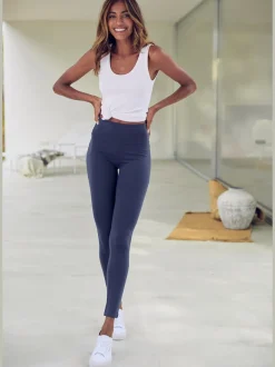 Legging confortable avec large bord-côte en coton et élasthanne
