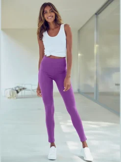 Legging confortable avec large bord-côte en coton et élasthanne