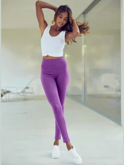 Legging confortable avec large bord-côte en coton et élasthanne