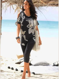 Legging corsaire en cuir vachette avec ceinture élastique et rubans décoratifs