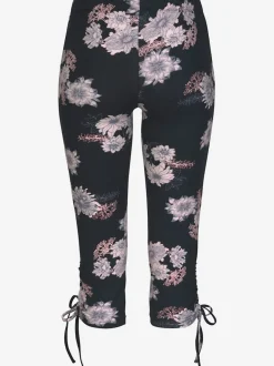 Legging corsaire en jersey avec imprimé floral et ceinture élastique
