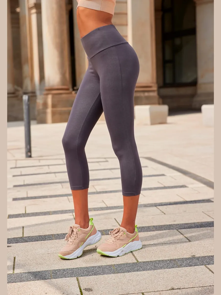 Legging corsaire en matière élastique avec large confortbund