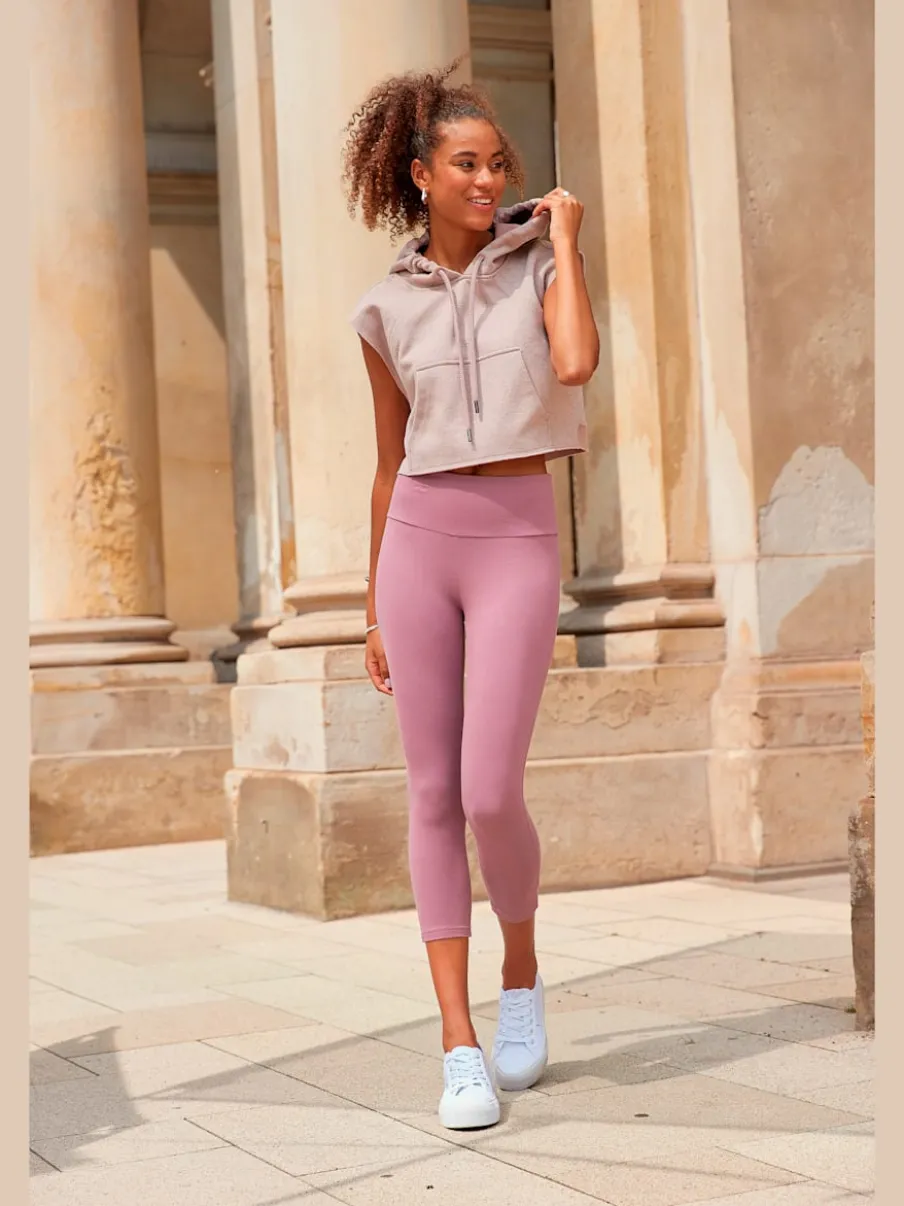 Legging corsaire en matière élastique avec large confortbund