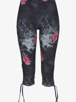 Legging corsaire 3/4 floral avec ceinture élastique et laçage ajustable
