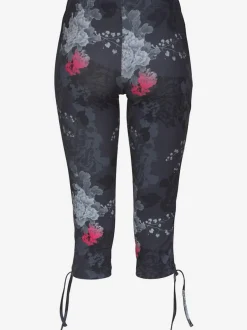 Legging corsaire 3/4 floral avec ceinture élastique et laçage ajustable