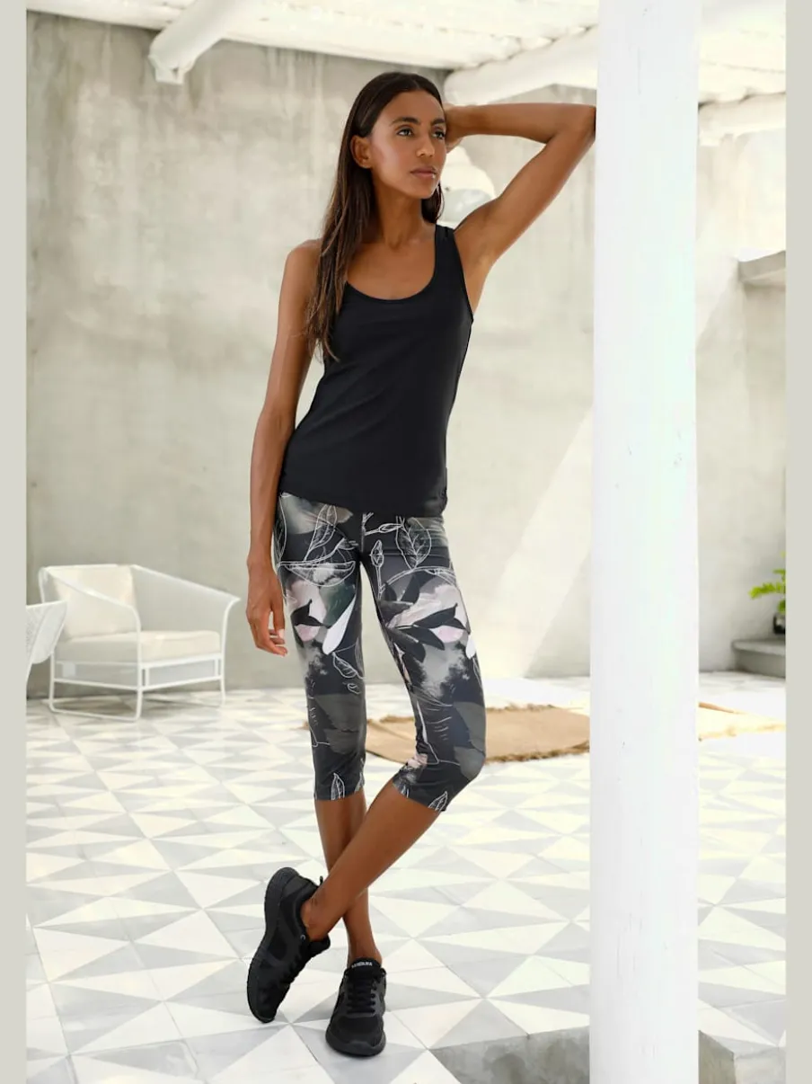 Legging corsaire imprimé avec large ceinture élastique