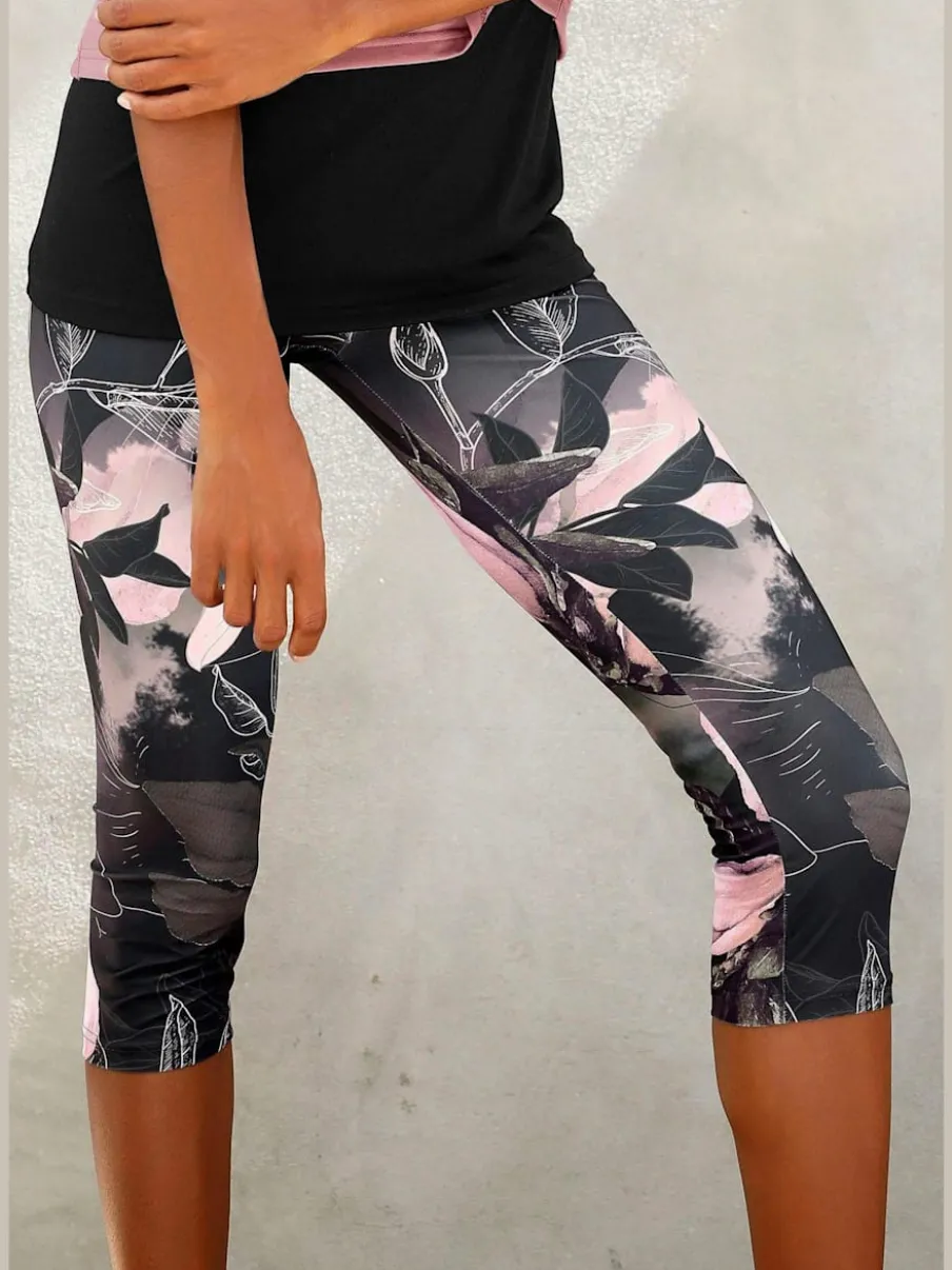 Legging corsaire imprimé avec large ceinture élastique