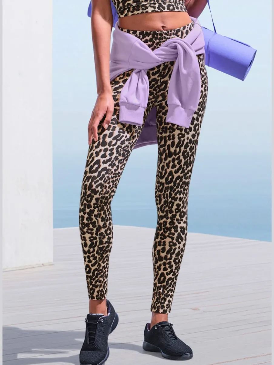 Legging de sport en motif léopard à taille haute et extensible