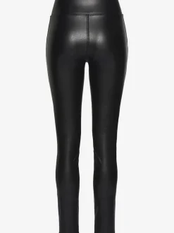 Legging en matière synthétique avec glissières et nervures devant