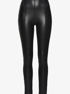 Legging en matière synthétique avec glissières et nervures devant