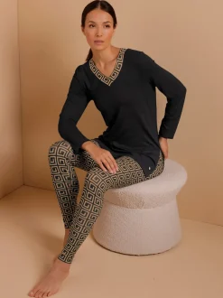 Legging en modal à motif géométrique avec taille élastiquée