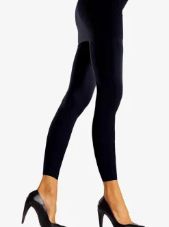 Legging extensible brillant avec bords ouverts au bas des jambes