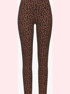 Legging à imprimé léopard avec large ceinture élastique en coton doux