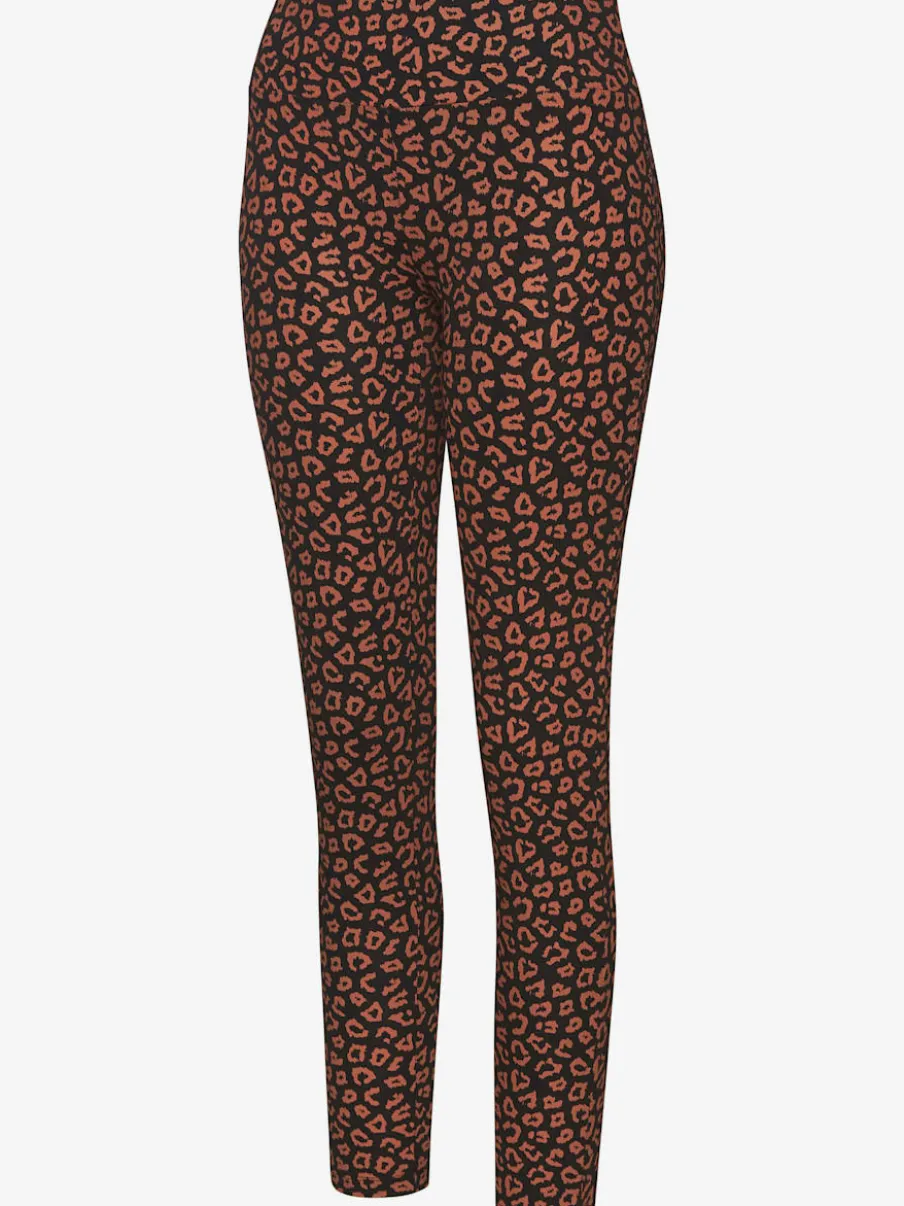 Legging à imprimé léopard avec large ceinture élastique en coton doux