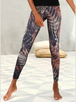 Legging long imprimé avec motifs floraux en coton stretch