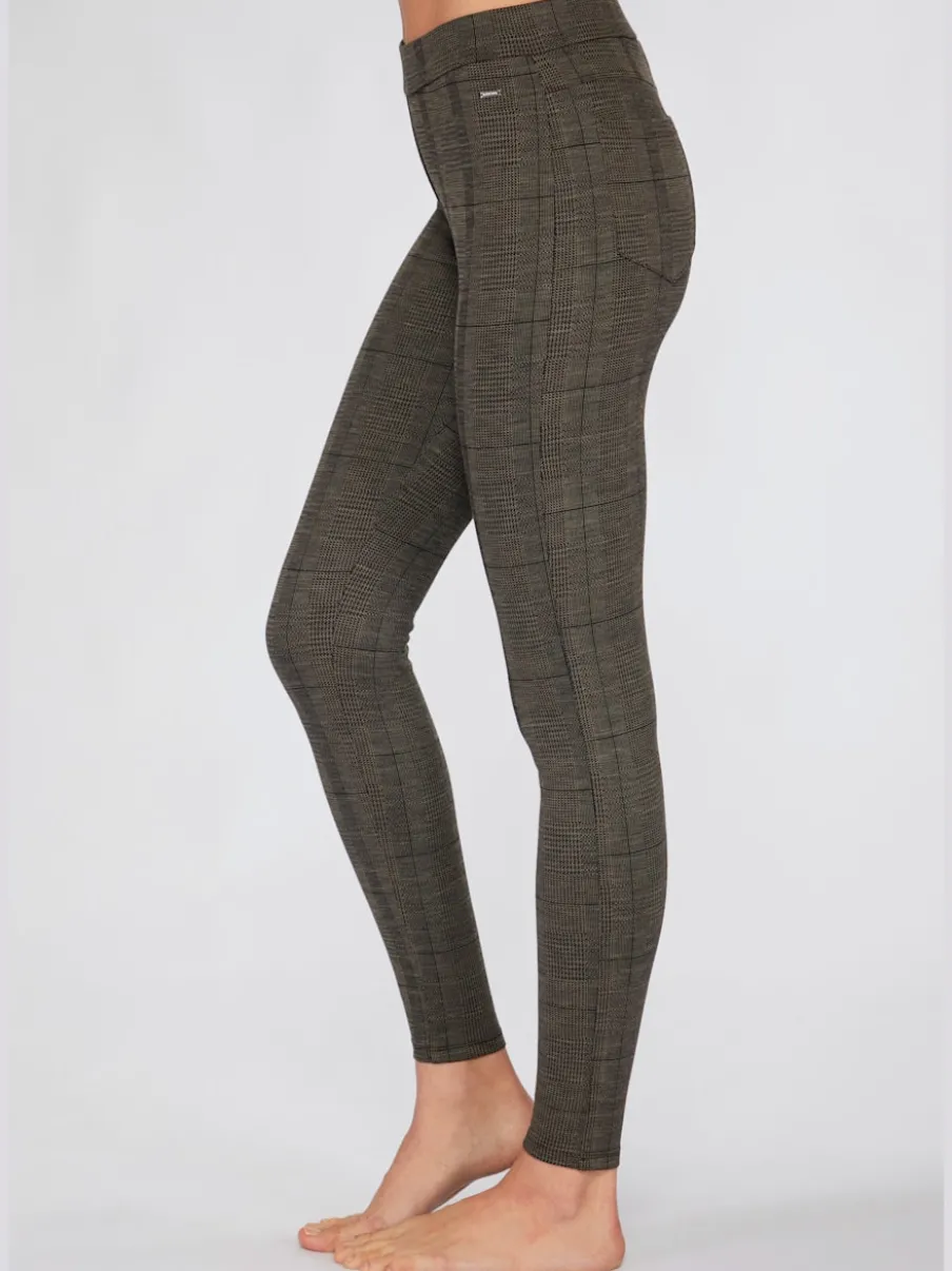 Leggings à carreaux avec poches arrière fines ceinture